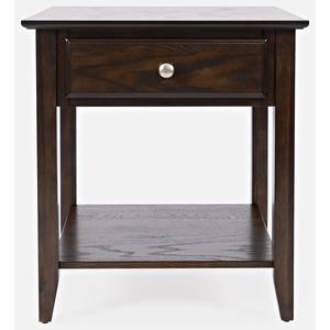 Espresso Dark Brown Wood End Table w/Drawer & Shelf by Jofran Furniture