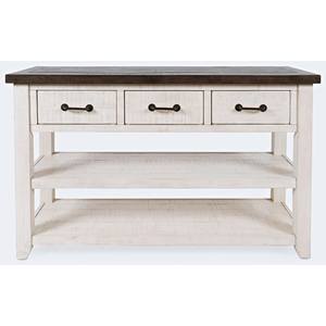 Madison County Vintage White Console Table w/3 Drawers by Jofran Furniture