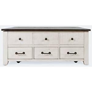 Madison County Vintage White Lift Lid Cocktail Table by Jofran Furniture