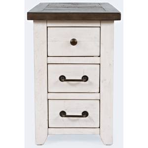 Madison County Vintage White Power Chairside Table by Jofran Furniture