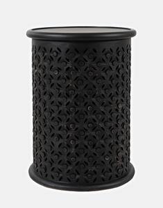 Global Archive Ant Black Hand-Carved Drum Accent Table by Jofran Furniture