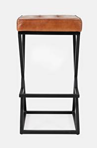 Global Archive Black Leather Stool by Jofran Furniture