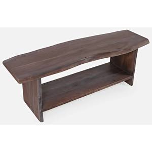 Global Archive Dark Brown Cooper Live Edge Dining Bench w/Storage by Jofran Furniture