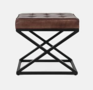 Global Archive Dark Brown Leather Hogan Ottoman by Jofran Furniture