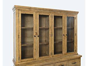 Telluride Hutch w/Touch Light, Glass Shelves, Black Metal Grills by Jofran