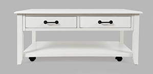 North Fork White 2 Drawer Castered Coffee Table by Jofran Furniture