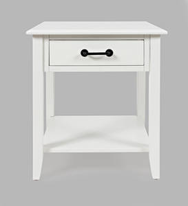 North Fork White End Table w/Drawer by Jofran Furniture