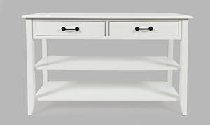 North Fork White Sofa Table w/2 Drawers by Jofran Furniture