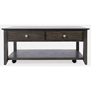 Carlton Brown Cocktail Table w/4 Drawer Castered by Jofran Furniture