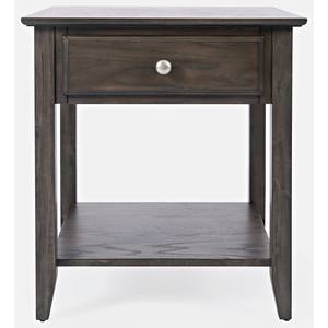 Carlton Brown End Table w/Drawer & Shelf by Jofran Furniture
