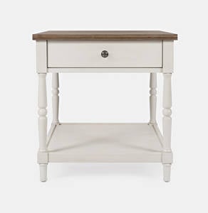 Grafton White Farms End Table w/Drawer by Jofran Furniture