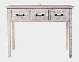 North Coast Wash White Accent Table w/3 Drawers & USB Charging Station by Jofran
