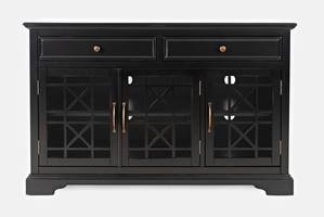Craftsman 50 Inch Antique Black Media Console w/3 Glass Doors & 2 Drawers by Jofran Furniture