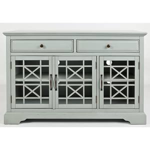 Craftsman 50 Inch Earl Grey Media Console w/3 Glass Doors & 2 Drawers by Jofran Furniture