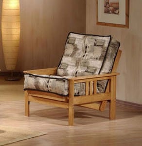 Futon Set - Chair Size - Monterey Natural Frame, Mattress w/Removable Solid Cover
