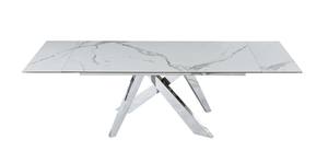 Carrara White Ceramic & Steel Extension Dining Table by J&M Furniture