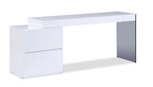 Mia Modern White High Gloss Office Desk by J&M Furniture