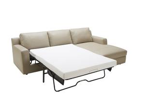 Jenny Premium Leather Beige Sectional Sofa Sleeper by J&M Furniture