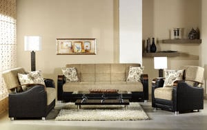 Luna Fulya Brown Sofa, Love & Chair Set by Bellona