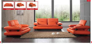 410 Orange Leather Sofa by ESF