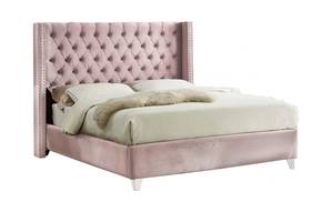 Aiden Pink Velvet Bed by Meridian Furniture