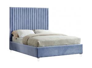 Candace Sky Blue Velvet Bed by Meridian Furniture