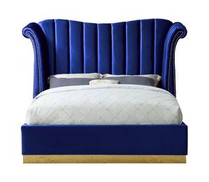 Flora Navy Blue Velvet Bed by Meridian Furniture