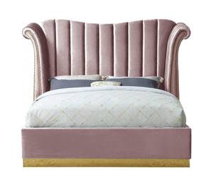 Flora Pink Velvet Bed by Meridian Furniture