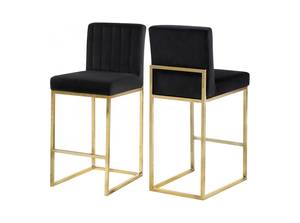 Giselle Black & Gold Velvet Counter Stool (Set of 2) by Meridian Furniture