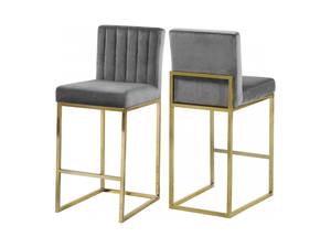Giselle Grey & Gold Velvet Counter Stool (Set of 2) by Meridian Furniture