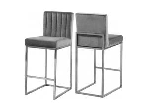 Giselle Grey Velvet Counter Stool (Set of 2) by Meridian Furniture