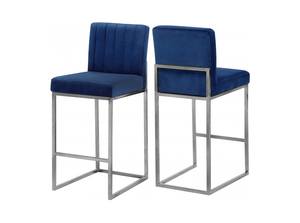 Giselle Navy Blue Velvet Counter Stool (Set of 2) by Meridian Furniture