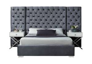 Grande Grey Velvet Bed by Meridian Furniture