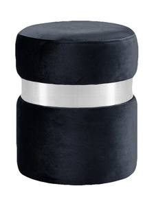 Hailey Black & Chrome Velvet Ottoman Stool by Meridian Furniture