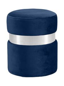 Hailey Navy Blue & Chrome Velvet Ottoman Stool by Meridian Furniture
