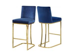 Heidi Navy Blue & Gold Velvet Counter Stool (Set of 2) by Meridian Furniture