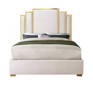 Hugo Cream Velvet Bed by Meridian Furniture