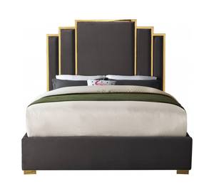 Hugo Grey Velvet Bed by Meridian Furniture