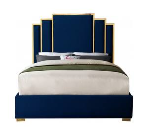 Hugo Navy Blue Velvet Bed by Meridian Furniture