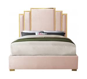 Hugo Pink Velvet Bed by Meridian Furniture