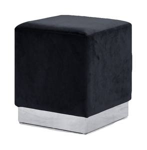 Jax Black & Chrome Velvet Ottoman Stool by Meridian Furniture