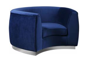 Julian Navy Blue & Chrome Velvet Chair by Meridian Furniture