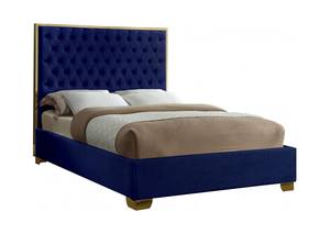 Lana Navy Blue Velvet Bed by Meridian Furniture