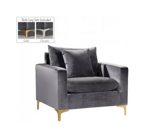 Naomi Grey Velvet Chair by Meridian Furniture