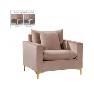 Naomi Pink Velvet Chair by Meridian Furniture
