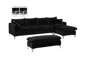 Naomi Black Velvet Two Piece Sectional Sofa by Meridian Furniture
