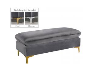 Naomi Grey Velvet Ottoman Bench by Meridian Furniture