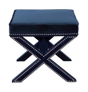 Nixon Navy Blue Velvet Ottoman Bench by Meridian Furniture