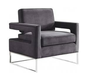 Noah Grey & White Velvet Accent Chair by Meridian Furniture