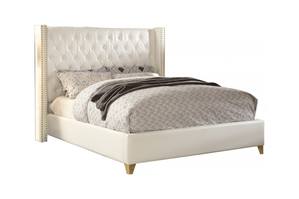 Soho White Bonded Leather Bed by Meridian Furniture